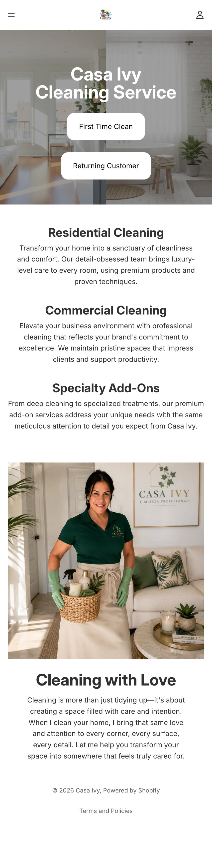 Full-page website preview for Casa Ivy